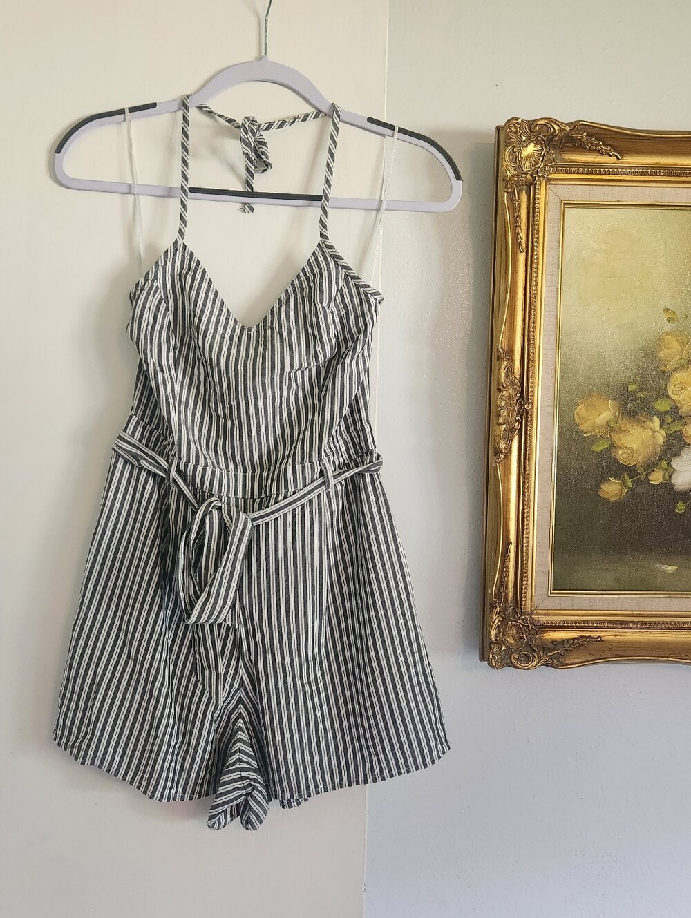 Hollister Striped Sleeveless One-Piece Romper - Black & White